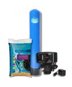 Filtro de carbon activado Purikor con valvula automatica por tiempo PKVF26T y tanque de 10" x 54" con capacidad de 1.5 ft3