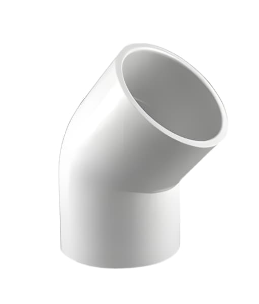 Codo de 45 grados Inter Water en PVC (ASTM) cedula 40 con conexiones en 0.75" cementar