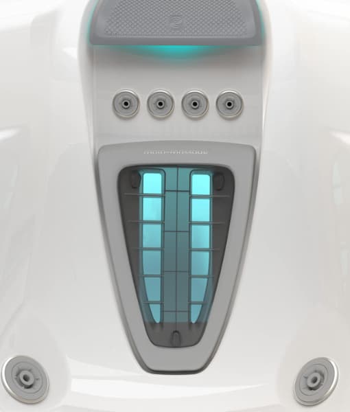 Spa para exterior Highlife modelo Grandee con capacidad de 7 personas y gabinete color Brushed Nickel - Imagen 3