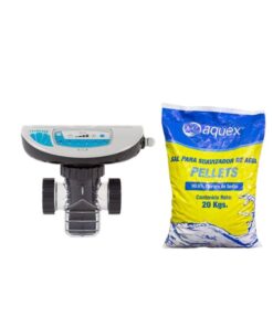 Paquete especial: Generador de cloro Resilience E-40 para albercas de 100 m3 con 12 costales de sal Aquex gratis