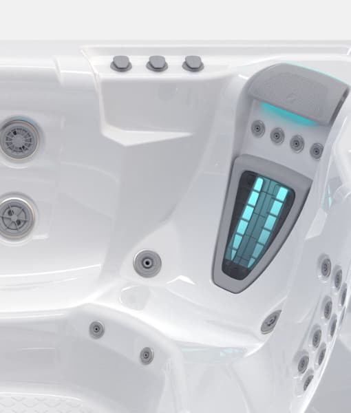 Spa para exterior Highlife modelo Grandee con capacidad de 7 personas y gabinete color Brushed Nickel - Imagen 7