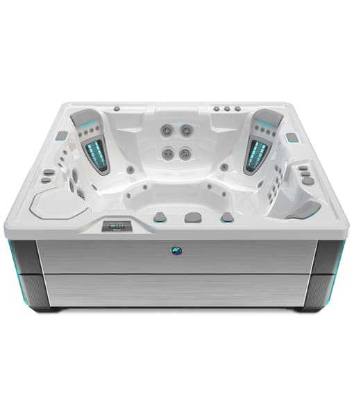 Spa para exterior Highlife modelo Grandee con capacidad de 7 personas y gabinete color Brushed Nickel