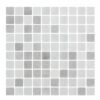 Hispano Glass - Mosaico serie Bruma mezcla gris y blanco 2.5 x 2.5 cm