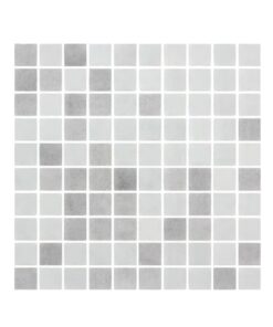 Hispano Glass - Mosaico serie Bruma mezcla gris y blanco 2.5 x 2.5 cm