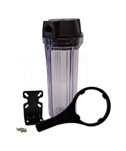 Portacartucho Aquex claro de 2.5" x 10" conexiones de 1/2" sin purgador